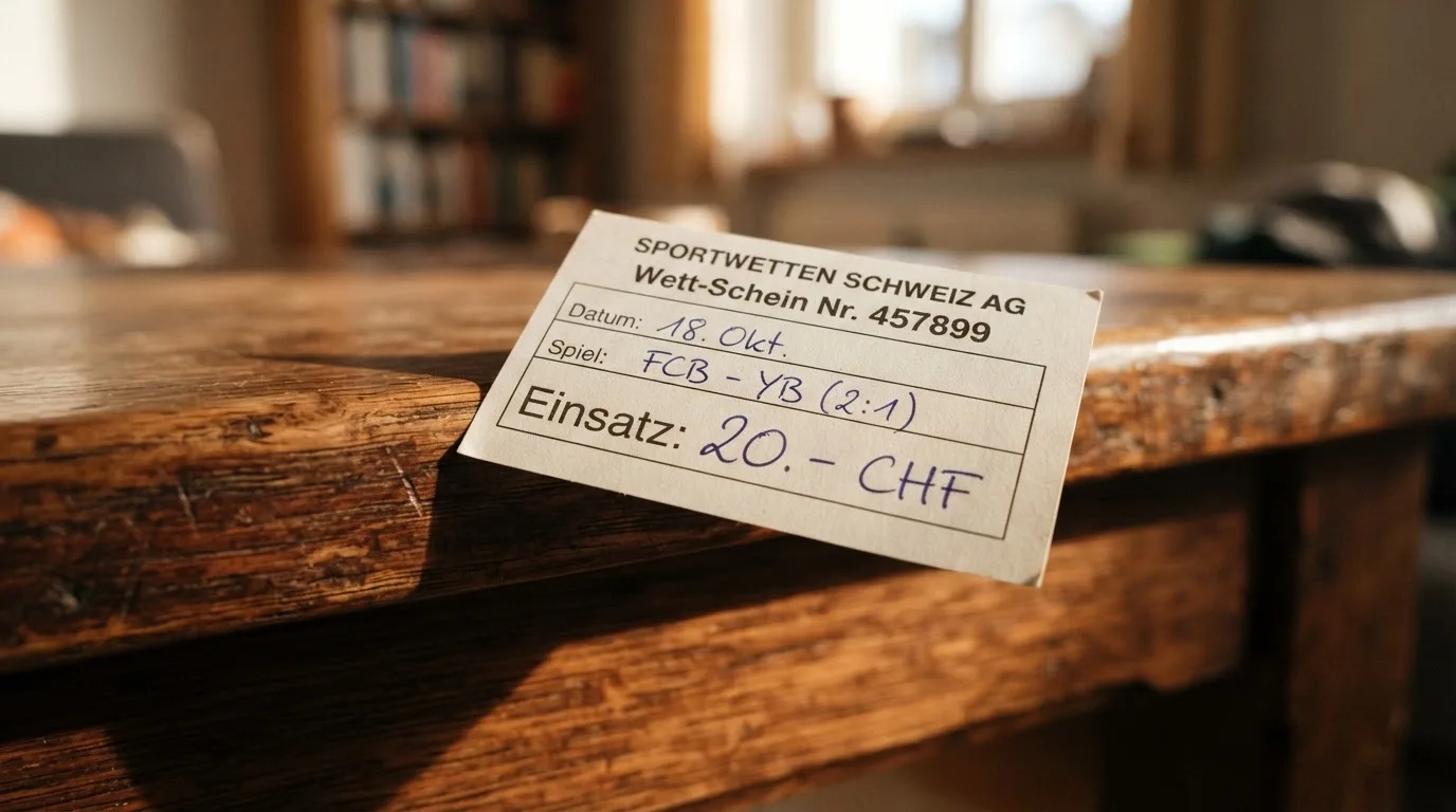 Eine Münze steht aufrecht auf der Kante eines Holztisches, der Hintergrund liegt in weicher Unschärfe